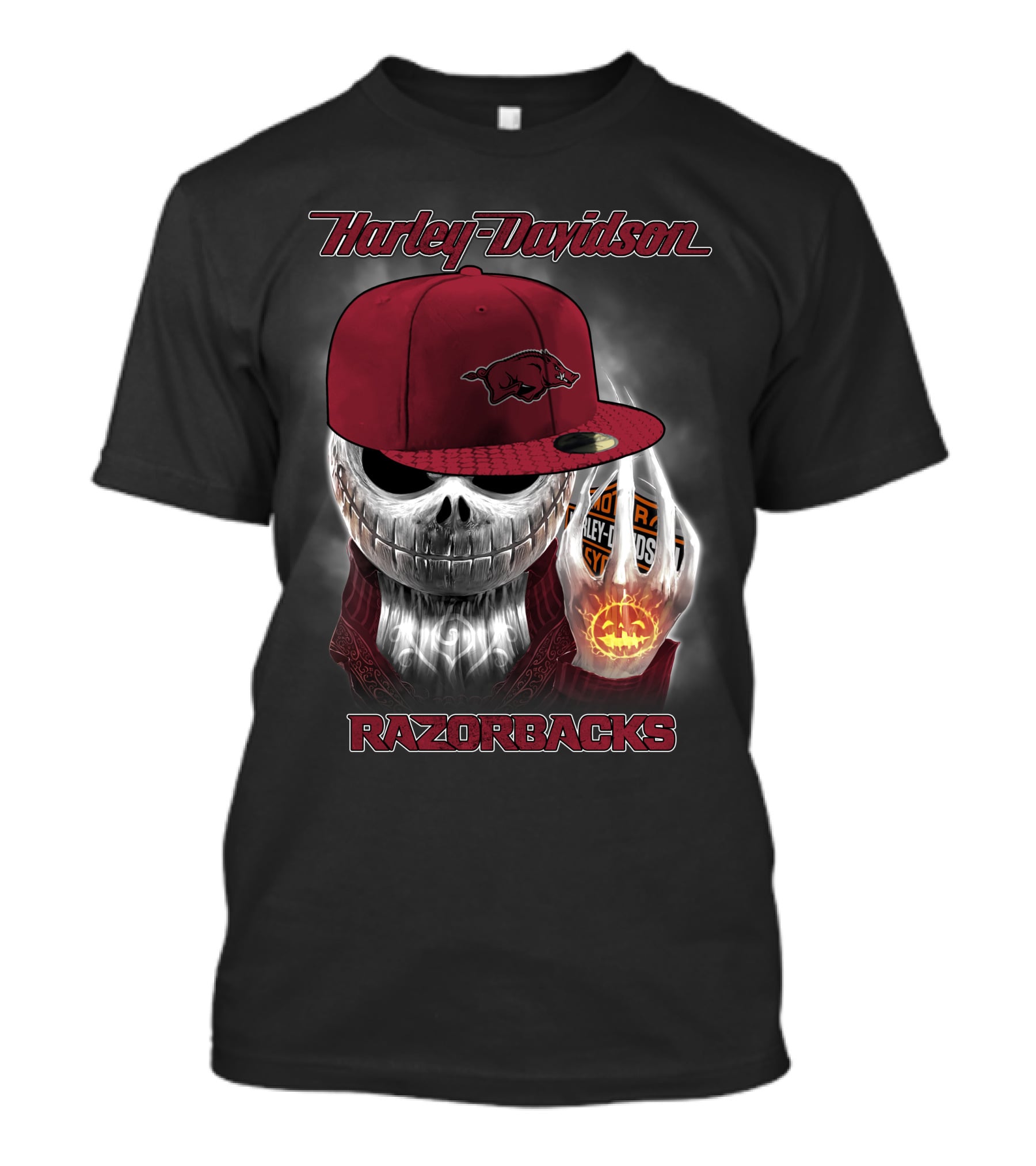 Harley Davidson Razorbacks Skull Cap Arkansas T-Shirt