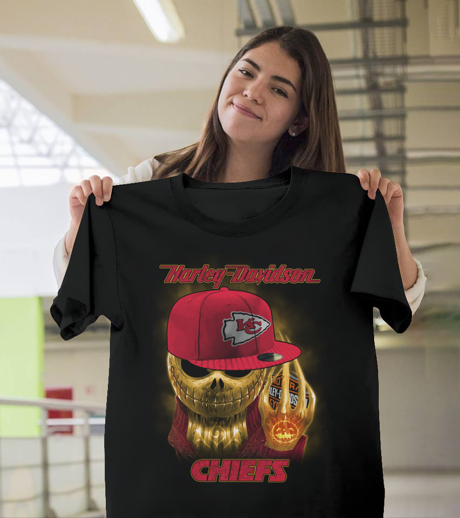 Harley Davidson Chiefs Kansas City Chiefs Hat Skull Halloween T-Shirt