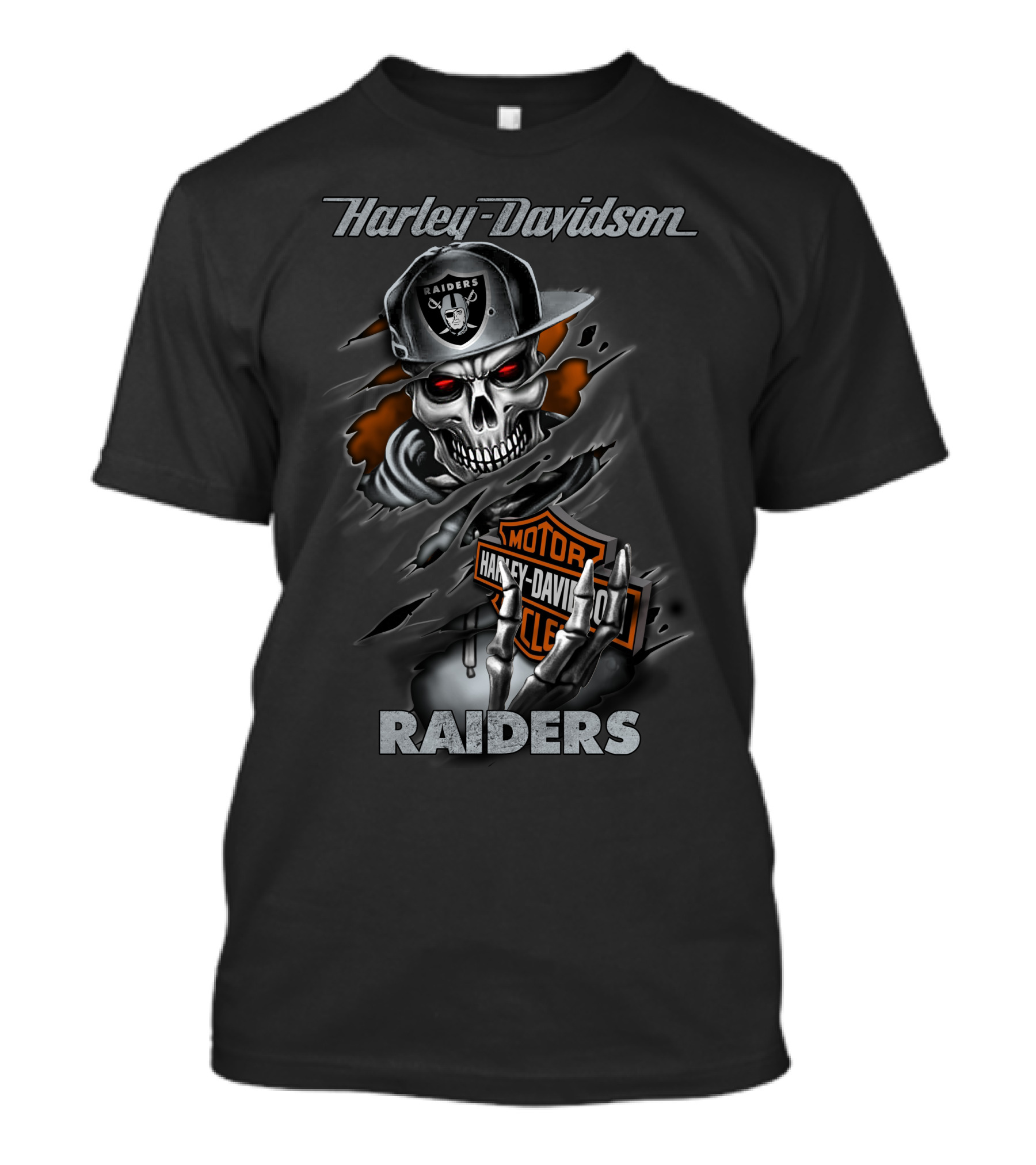 Harley Davidson Raiders Skeleton With Hat T-Shirt