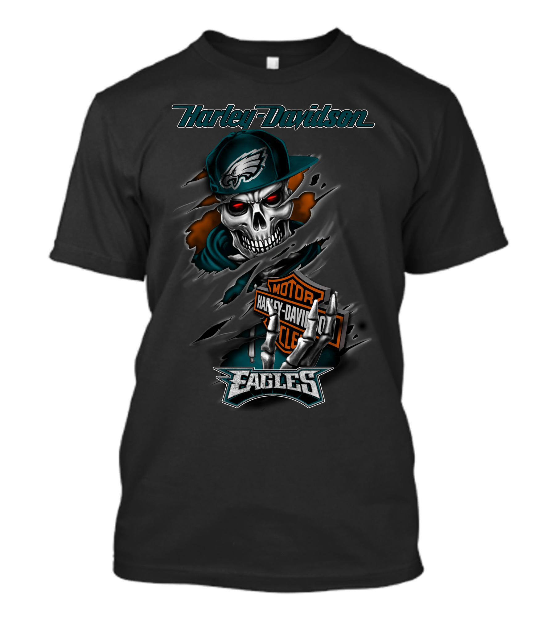 Harley Davidson Motorcycles Eagles Skull Vintage Theme T-Shirt