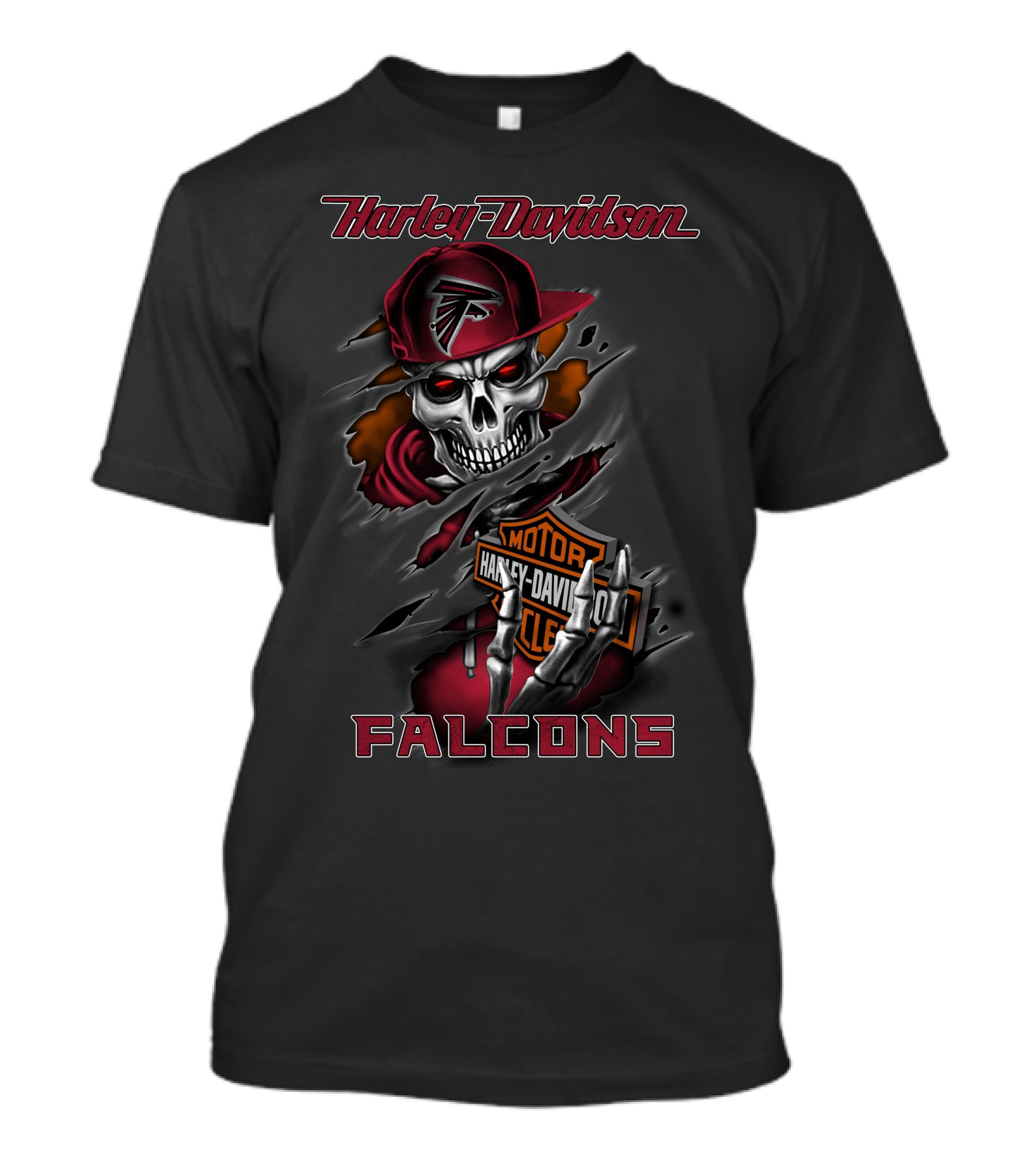 Harley Davidson Motorcycle Atlanta Falcons Skull T-Shirt