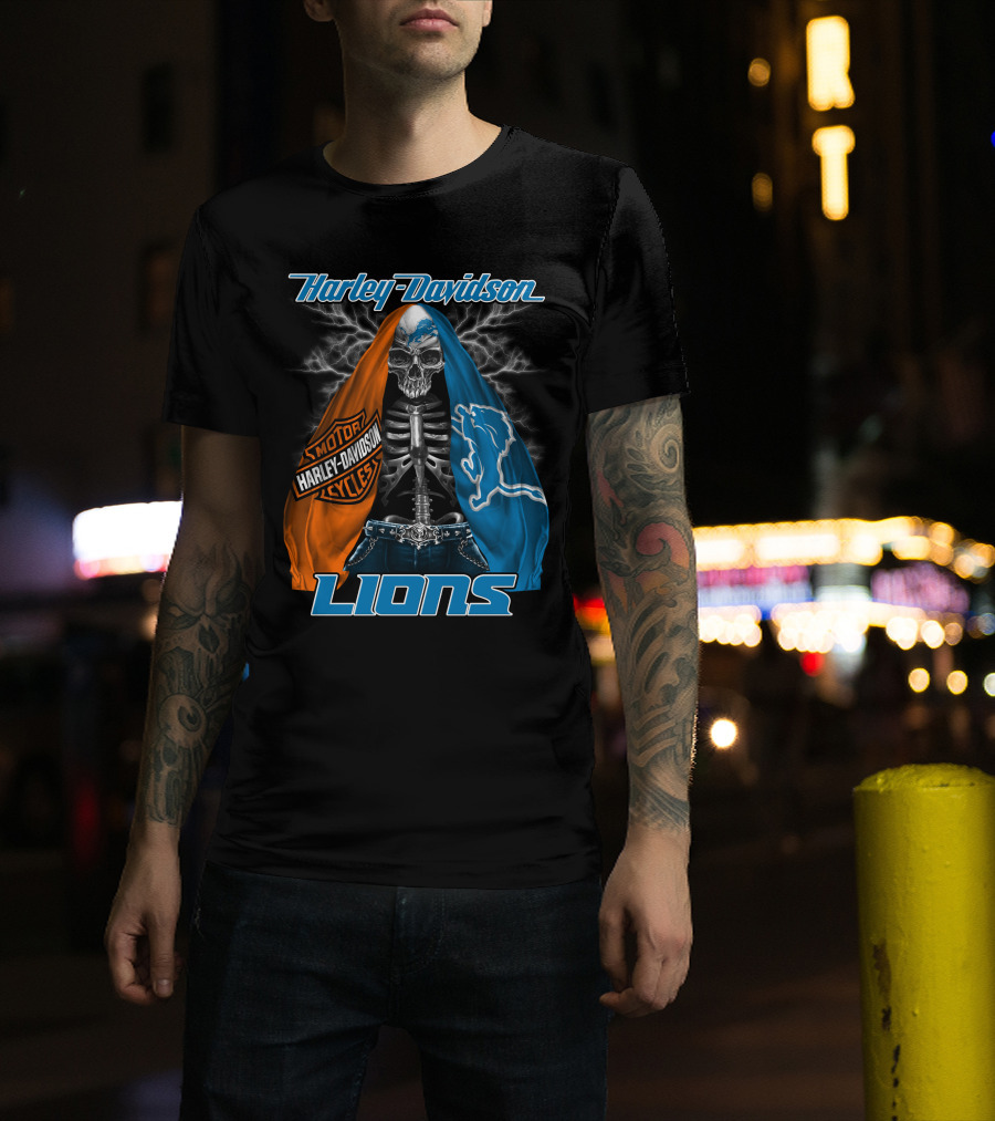 Harley Davidson Motorcycles Detroit Lions T-Shirt