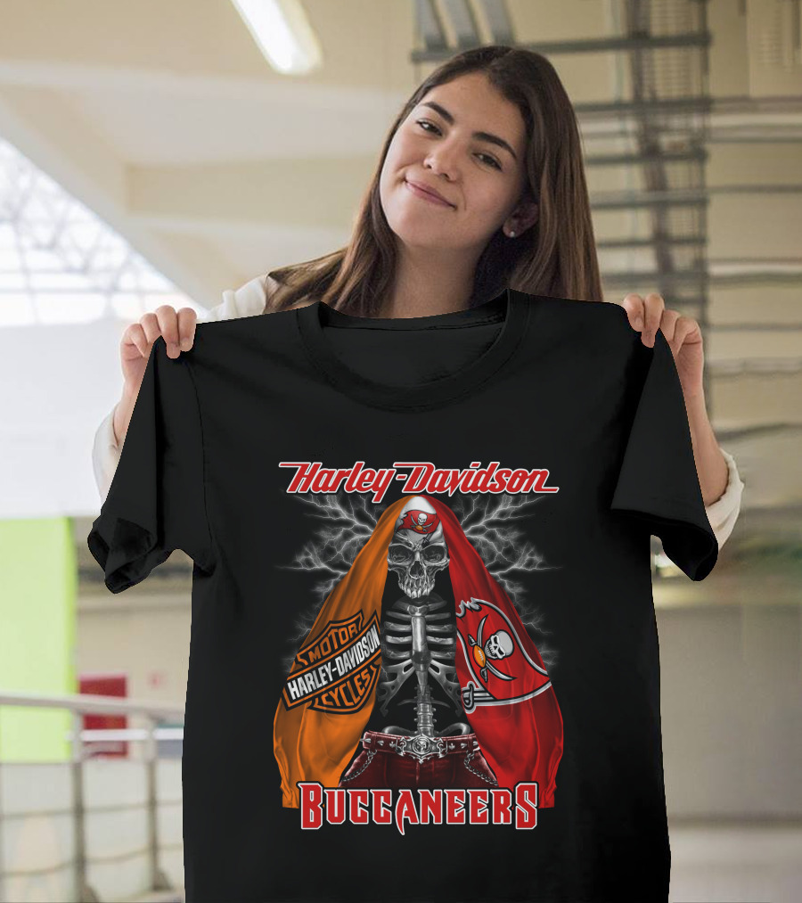 Harley Davidson Buccaneers Skeleton Lightning Tampa Bay_Hd0903 T-Shirt