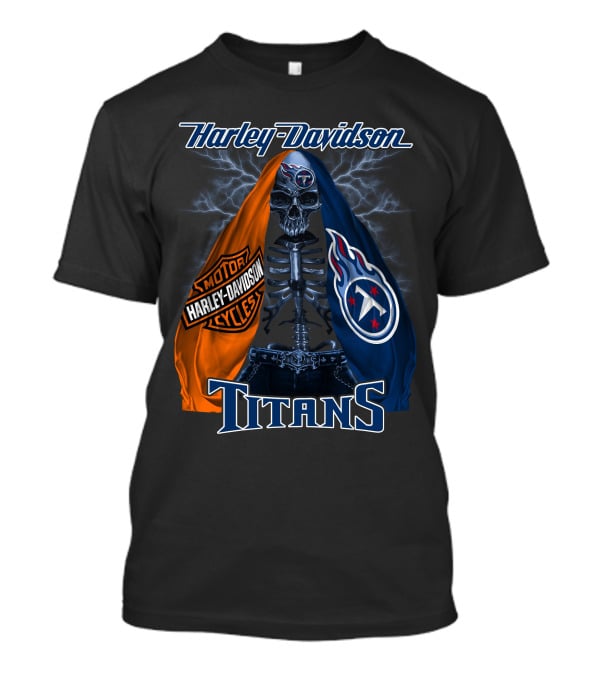 Harley Davidson Tennessee Titans Skeleton Moto Collaboration T-Shirt