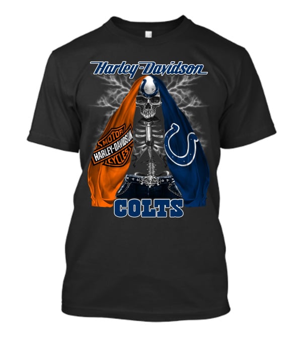 Harley Davidson Motorcycles Skull Indianapolis Colts T-Shirt