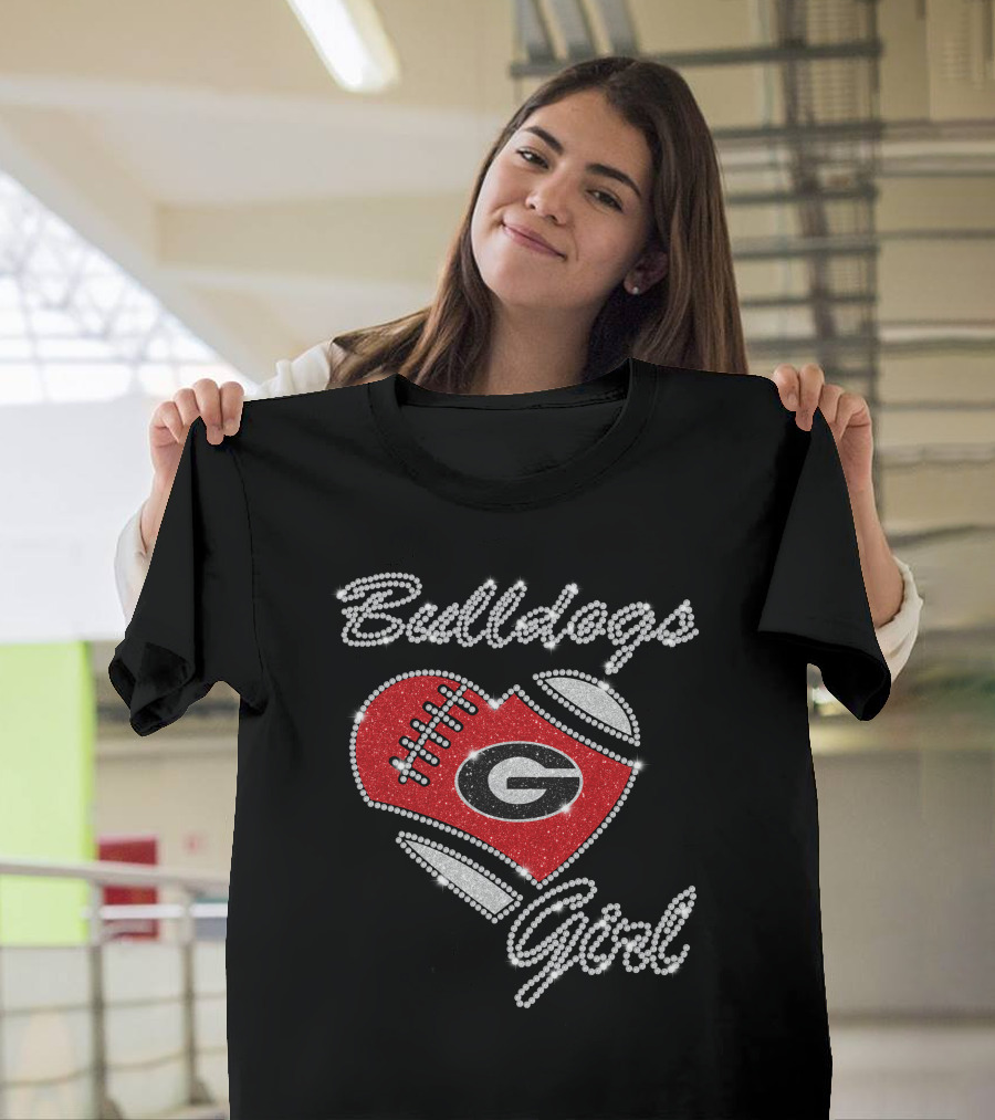 Bulldogs Girl Georgia Bulldogs Heart Football T-Shirt