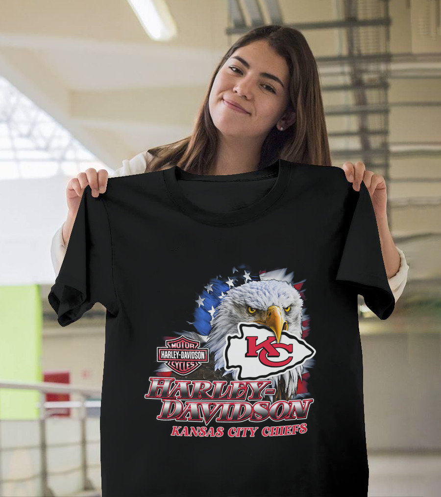 Harley Davidson Kansas City Chiefs Eagle Motorcycle Cycles T-Shirt