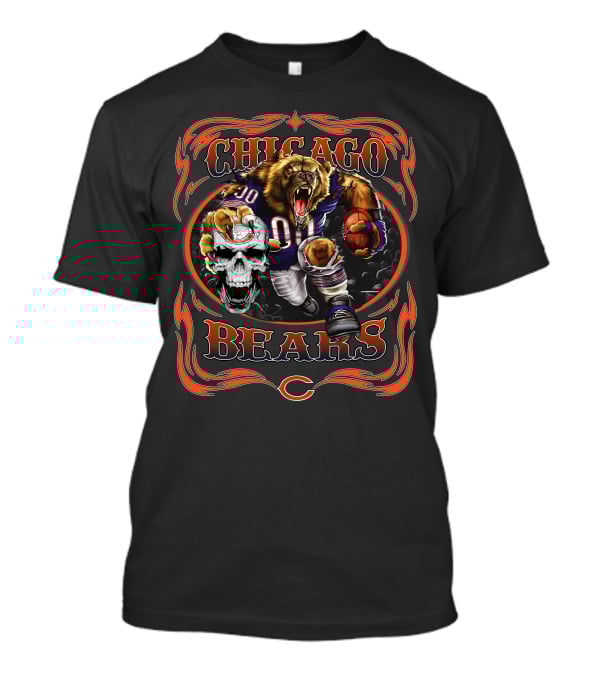 Chicago Bears Fierce Bear Football Skull T-Shirt