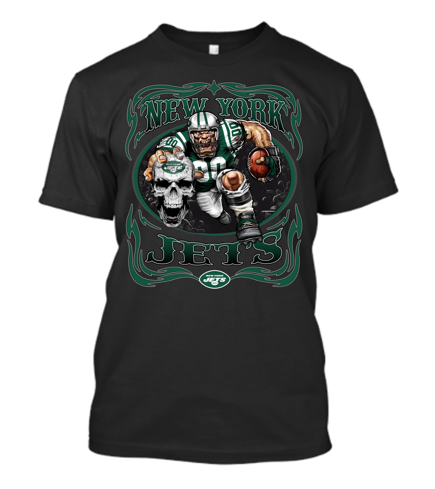 New York Jets Football Warrior Skull Mashup T-Shirt