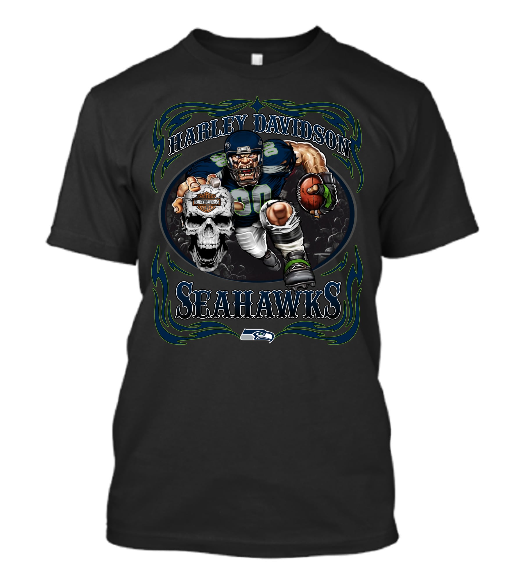 Harley Davidson Seattle Seahawks Nfl Football T-Shirt