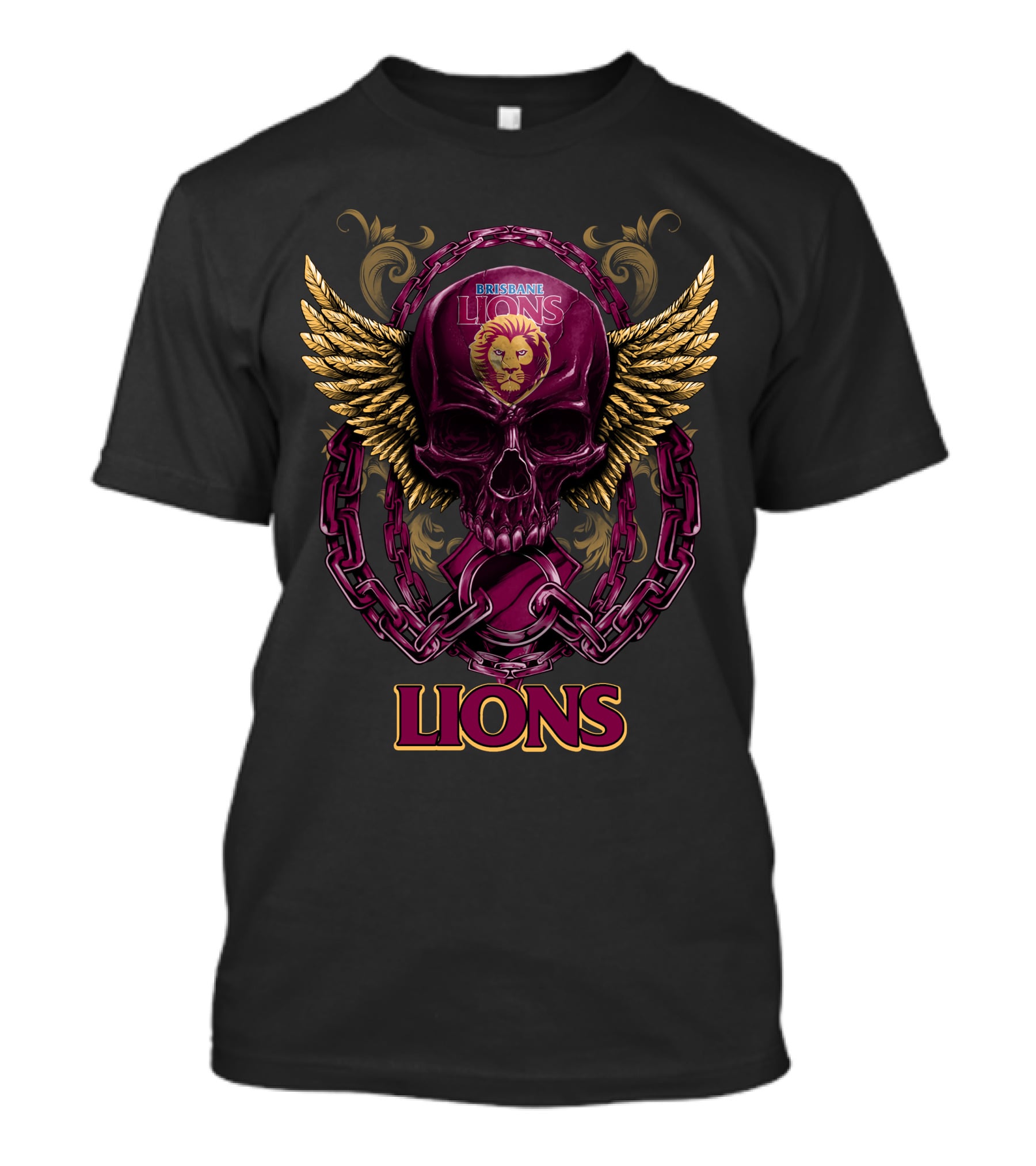 Brisbane Lions Skull Wings And Chains T-Shirt