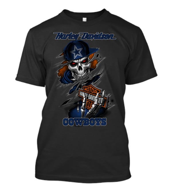 Harley Davidson Cowboys Skull With Dallas Star T-Shirt