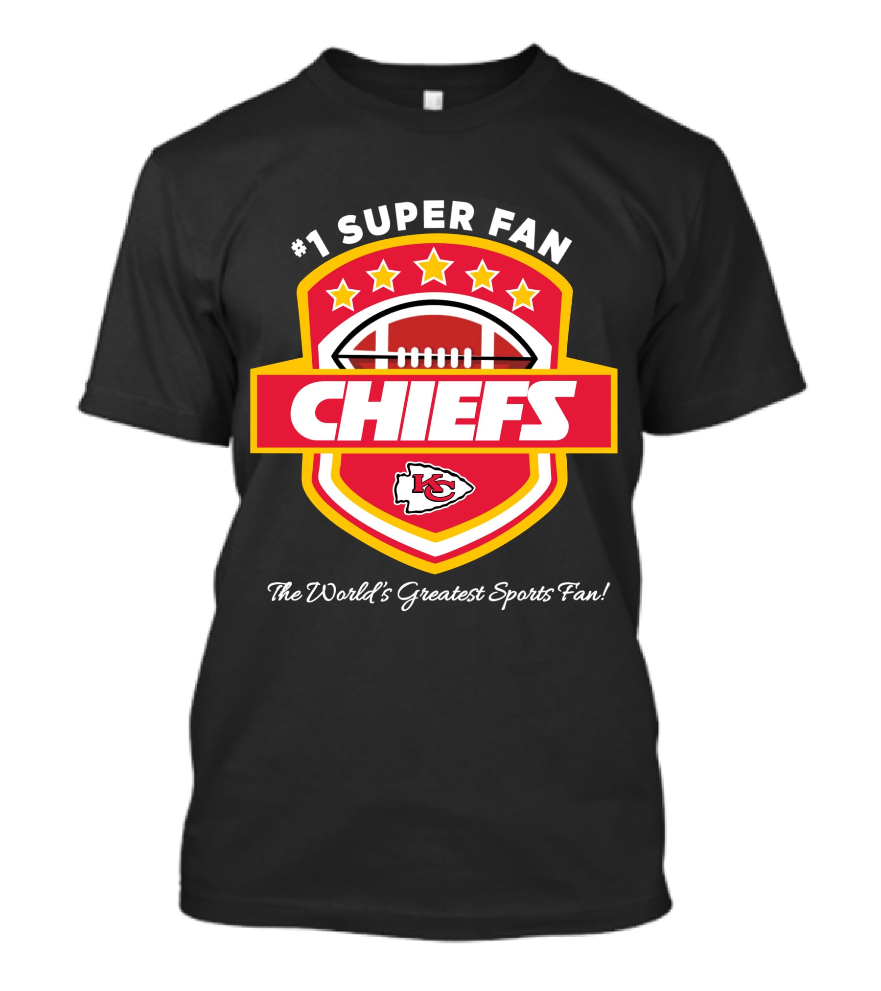 Kansas City Chiefs Football Stars Red Gold Emblem Shield T-Shirt