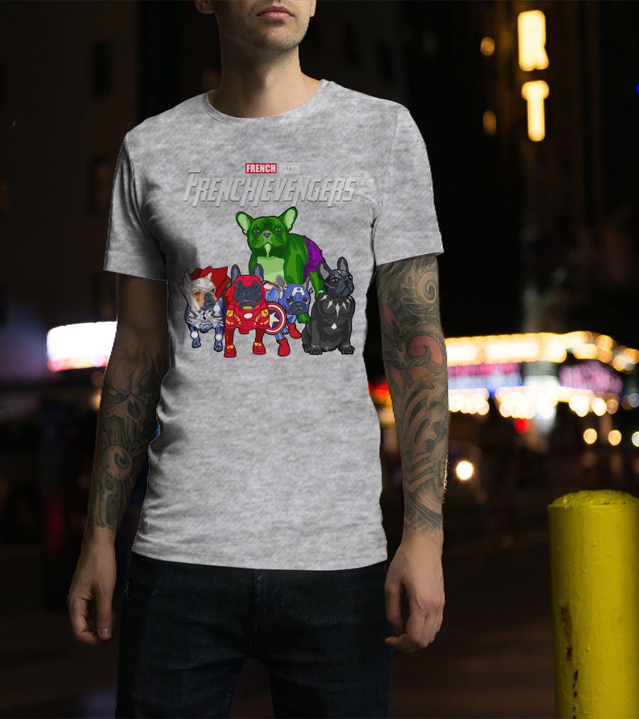 French Bulldog Frenchievengers Superhero Canine Team T-Shirt