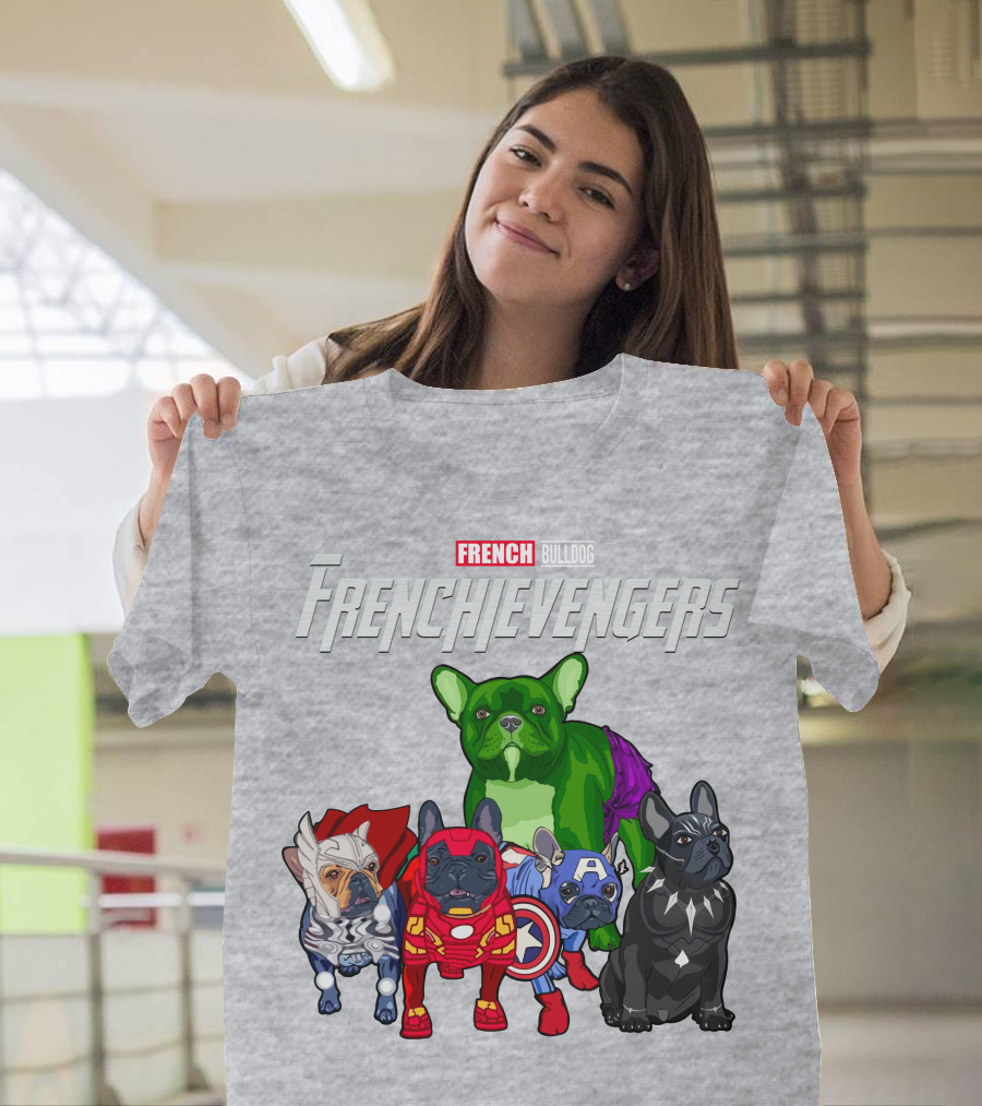 French Bulldog Frenchievengers Superhero Canine Team T-Shirt