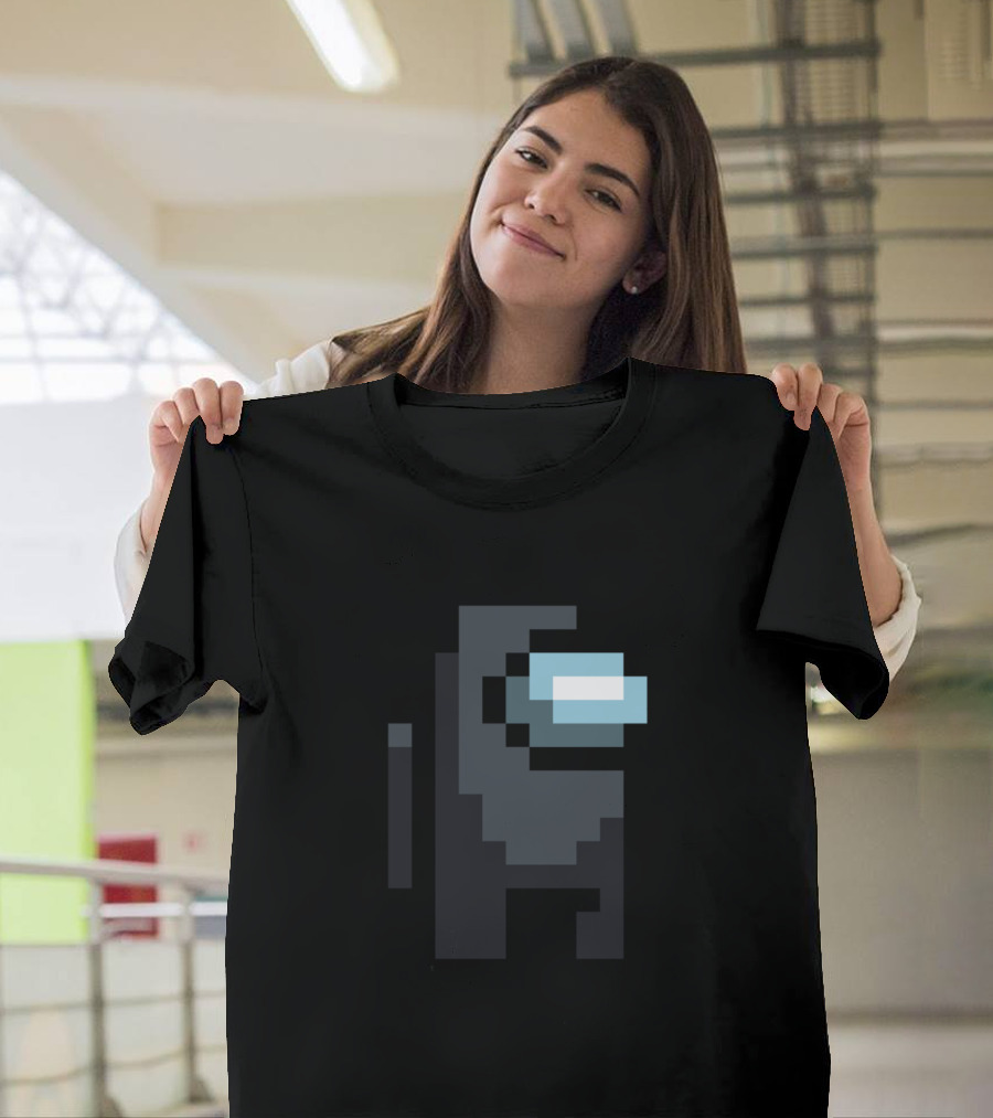 Among Us Crewmate Pixel Art Black Character T-Shirt