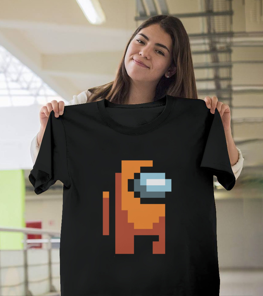 Among Us Orange Crewmate Pixel T-Shirt