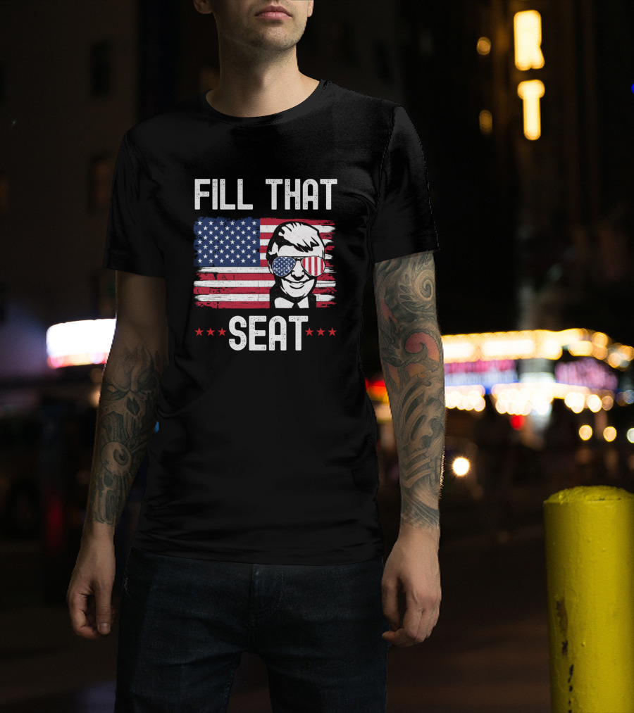 Fill That Seat Patriotic Flag Glasses Face T-Shirt