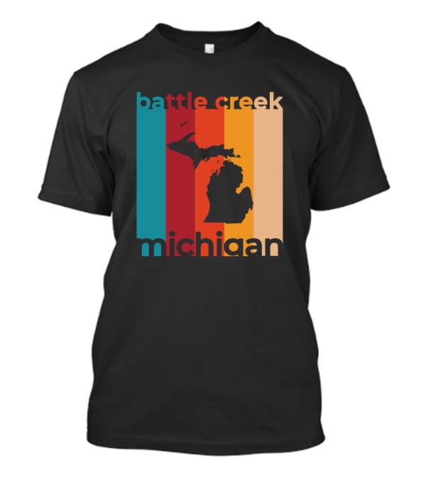 Battle Creek Michigan Michigan Silhouette Retro Stripes T-Shirt