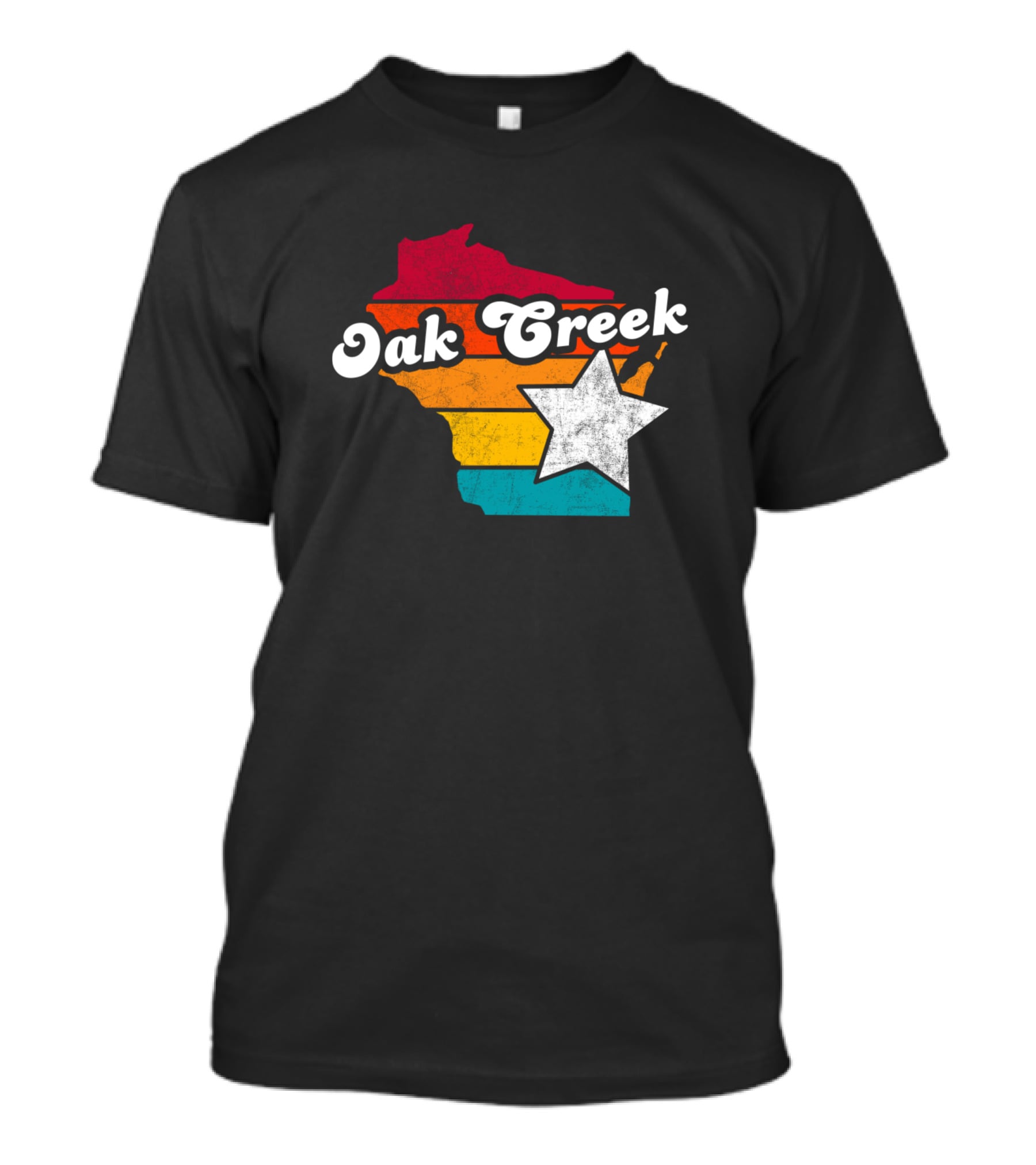 Oak Creek Wisconsin Retro Map With Star T-Shirt