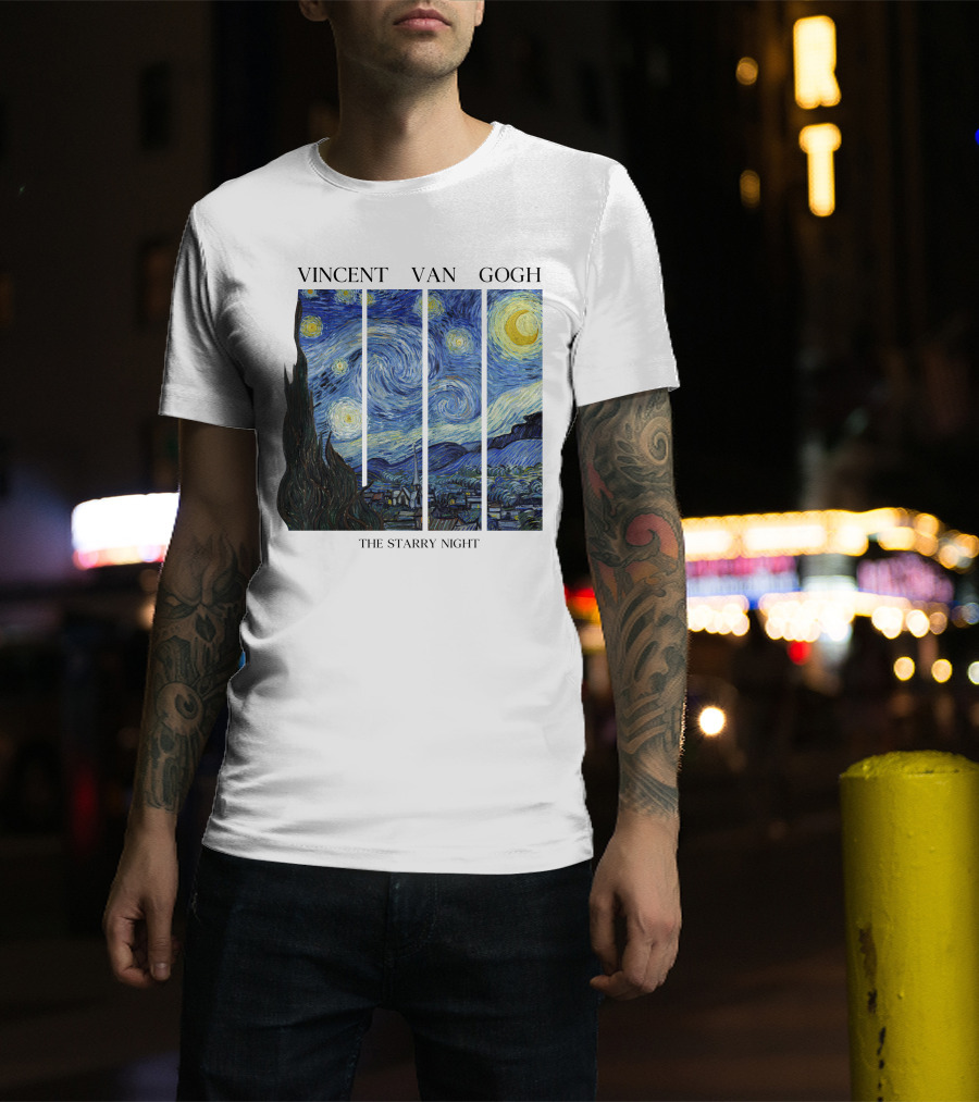 Vincent Van Gogh The Starry Night Quadrant Series T-Shirt