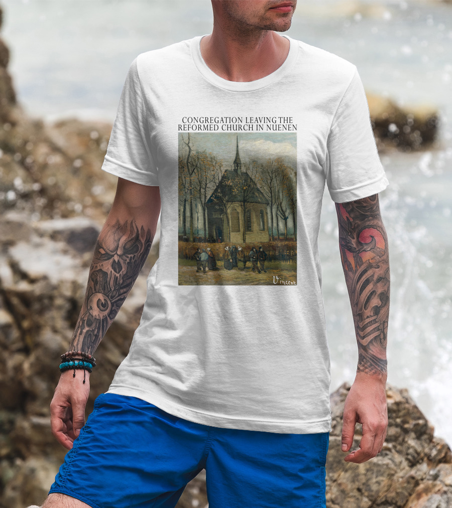 Congregation Leaving The Reformed Church In Nuenen Vincent Van Gogh Painting T-Shirt