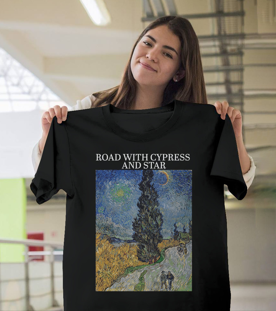 Vincent Van Gogh Road with Cypress and Star T-Shirt