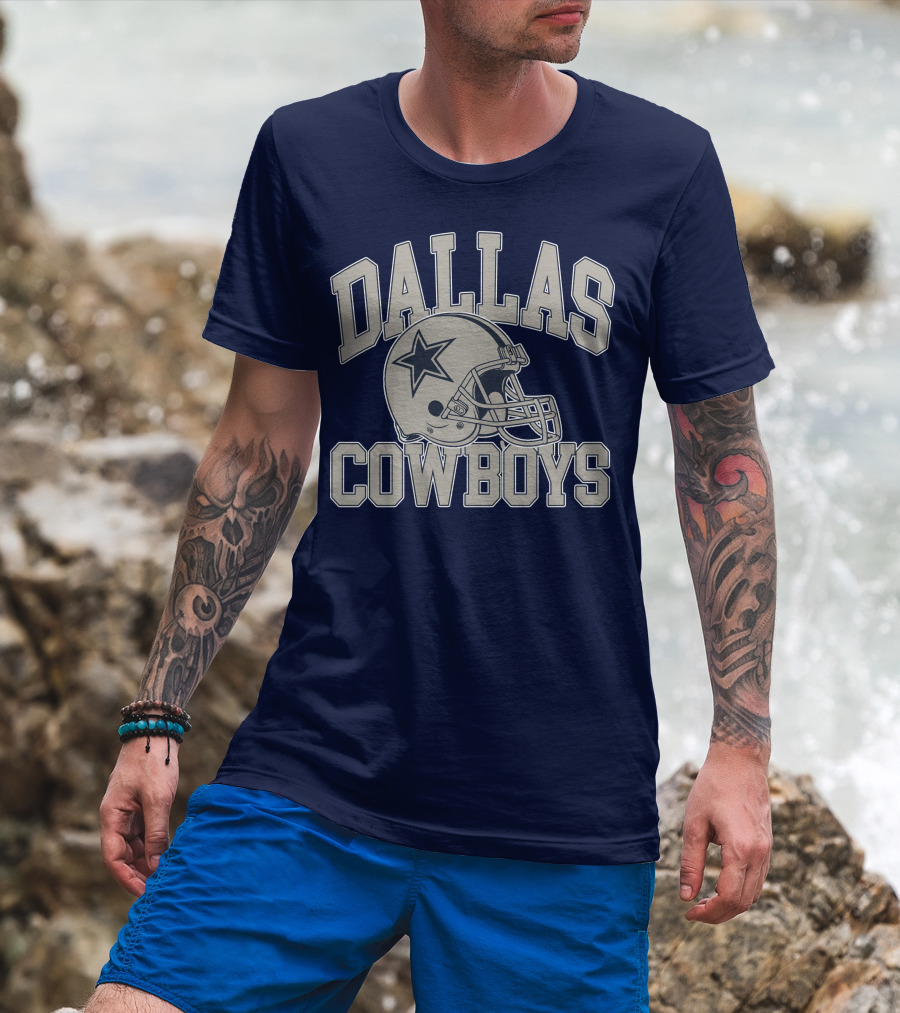 Dallas Cowboys Star Helmet Iconic Team Name T-Shirt