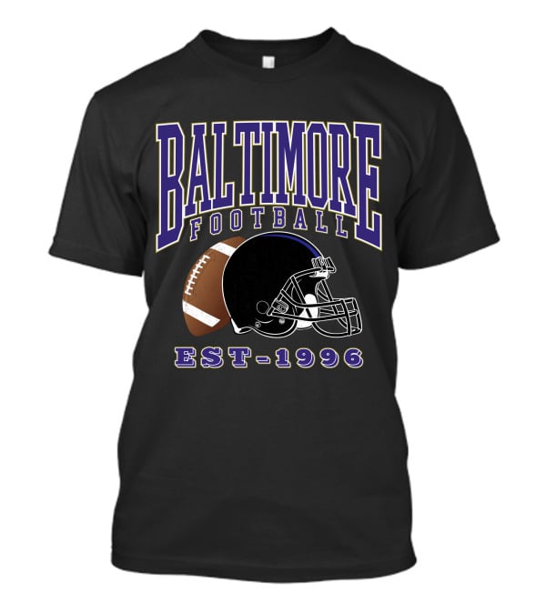 Baltimore Football EST-1996 Helmet And Ball Retro Sports T-Shirt