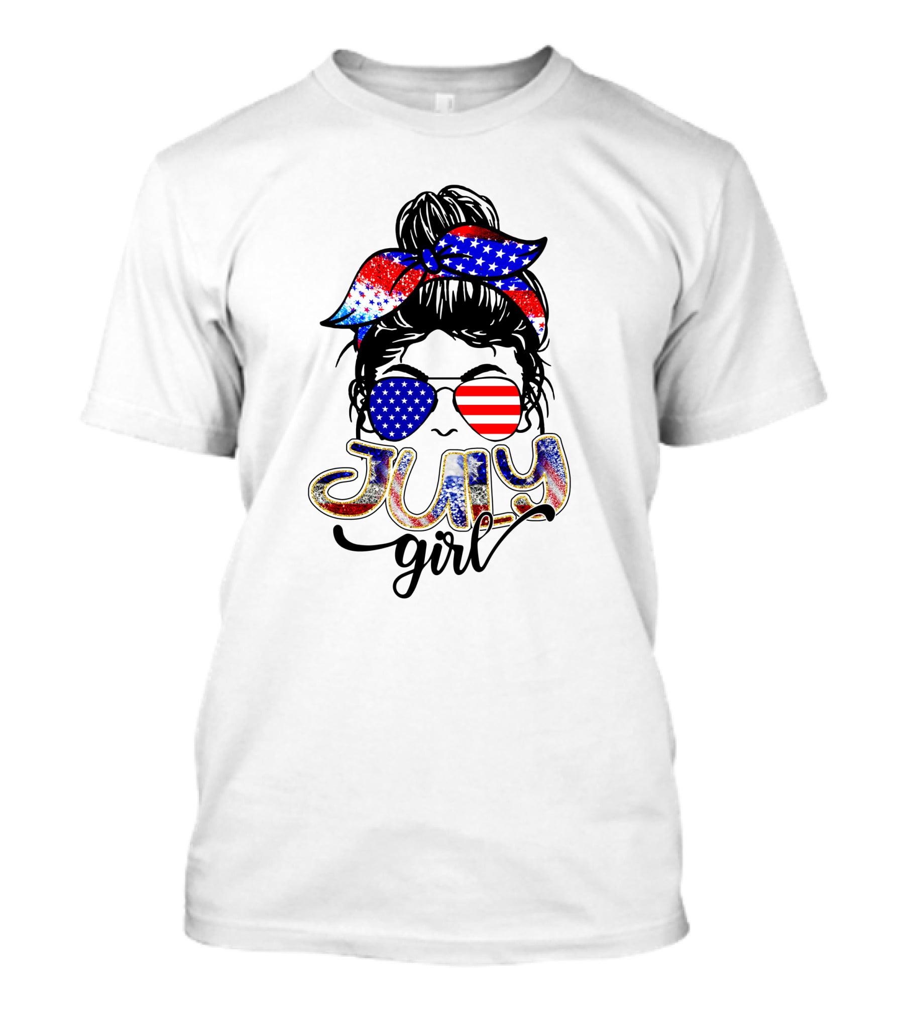 July Girl Patriotic Sunglasses And Bandana T-Shirt