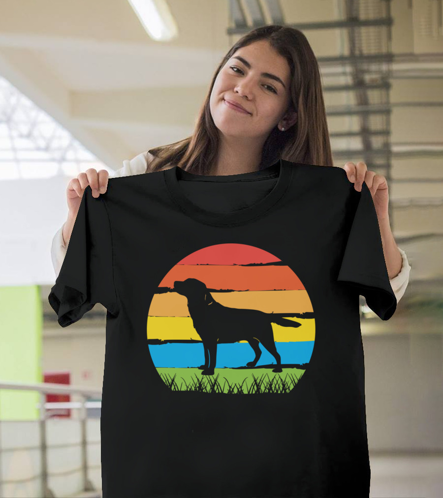 Vintage Labrador Retriever Silhouette Retro Sunset Lab Dog T-Shirt