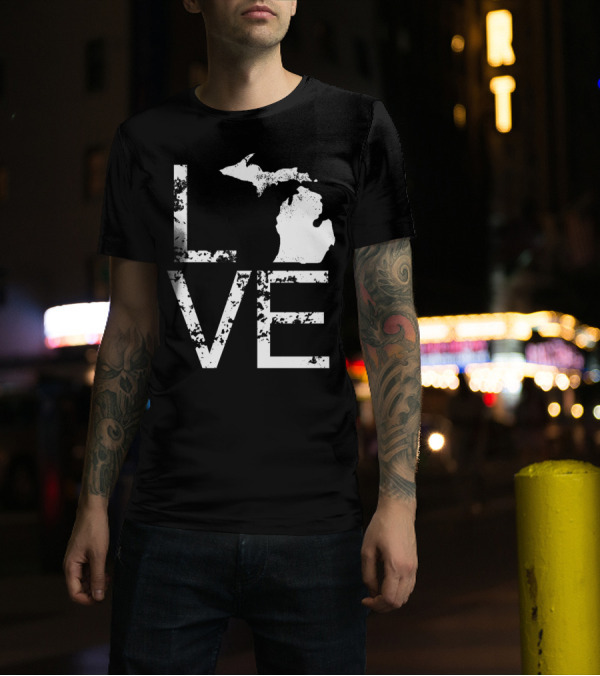 MI State Map Love Design Home Pride T-Shirt