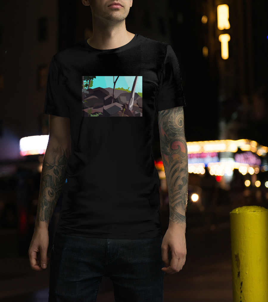 A Formation Of Rocks With Trees And Sky 1241529 T-Shirt