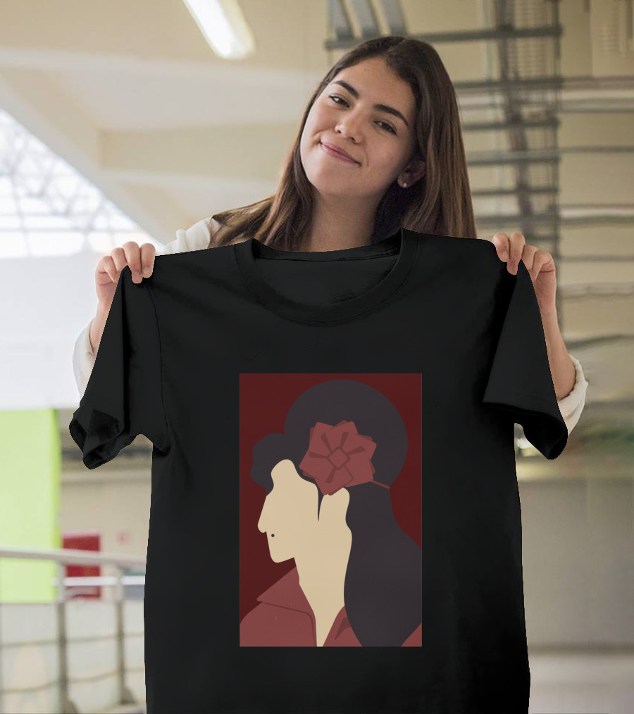 Amy Winehouse Minimalist Art Profile With Red Flower 1373543 T-Shirt