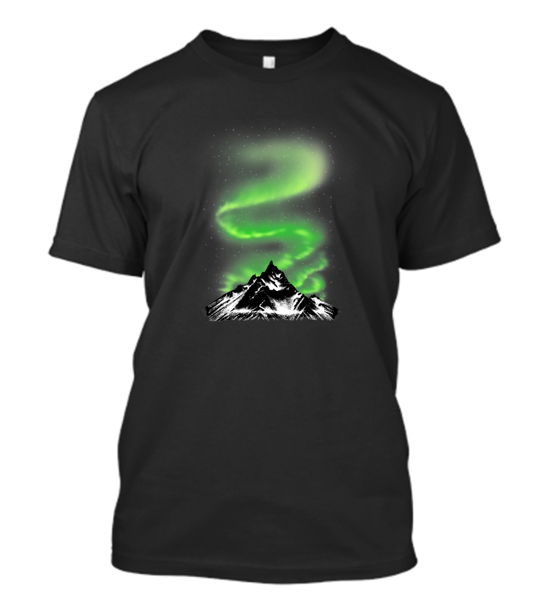 Aurora Borealis Over Snowy Mountain Night Sky 5600 T-Shirt