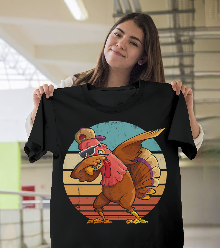 Thanksgiving Turkey Dabbing in Sunglasses and Hat T-Shirt