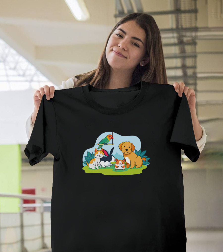 Animal Lucu Kucing Kelinci Anjing Burung 1473433 T-Shirt