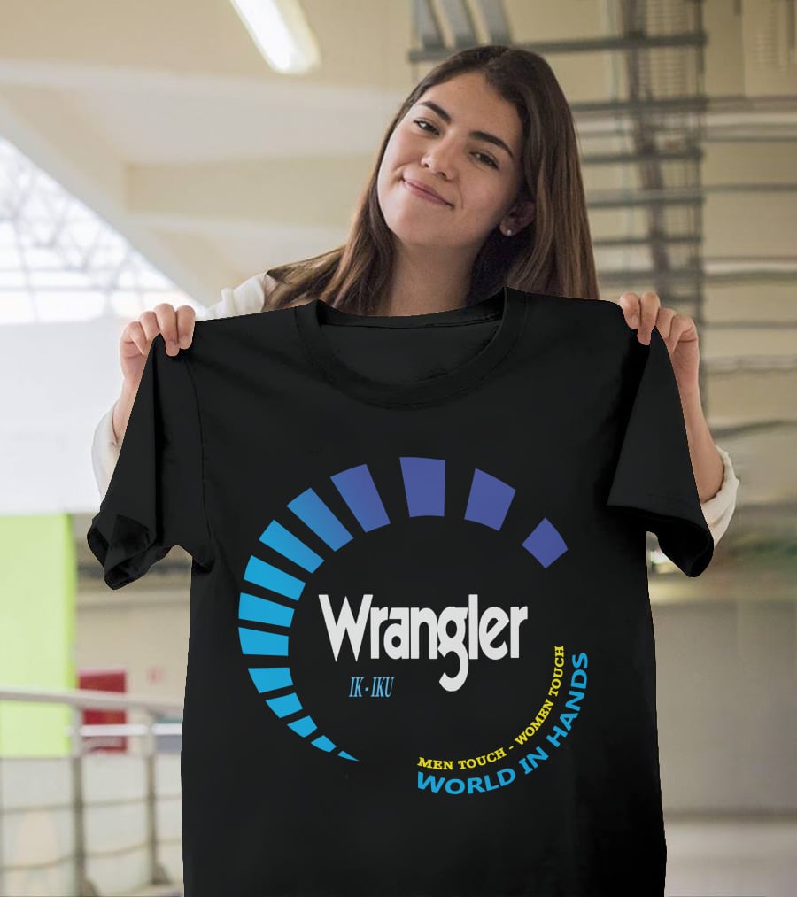 Wrangler IK IKU Men Touch Women Touch World In Hands T-Shirt