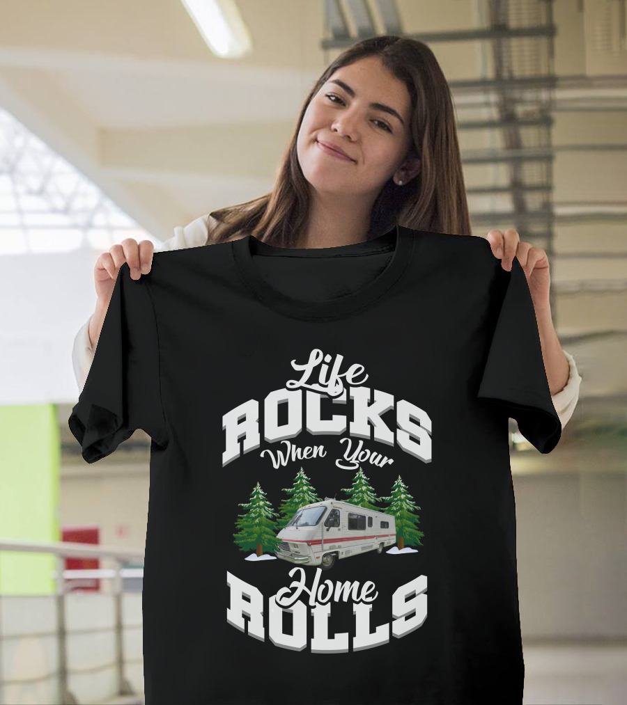Life Rocks When Your Home Rolls Camper Vintage Fleetwood T-Shirt