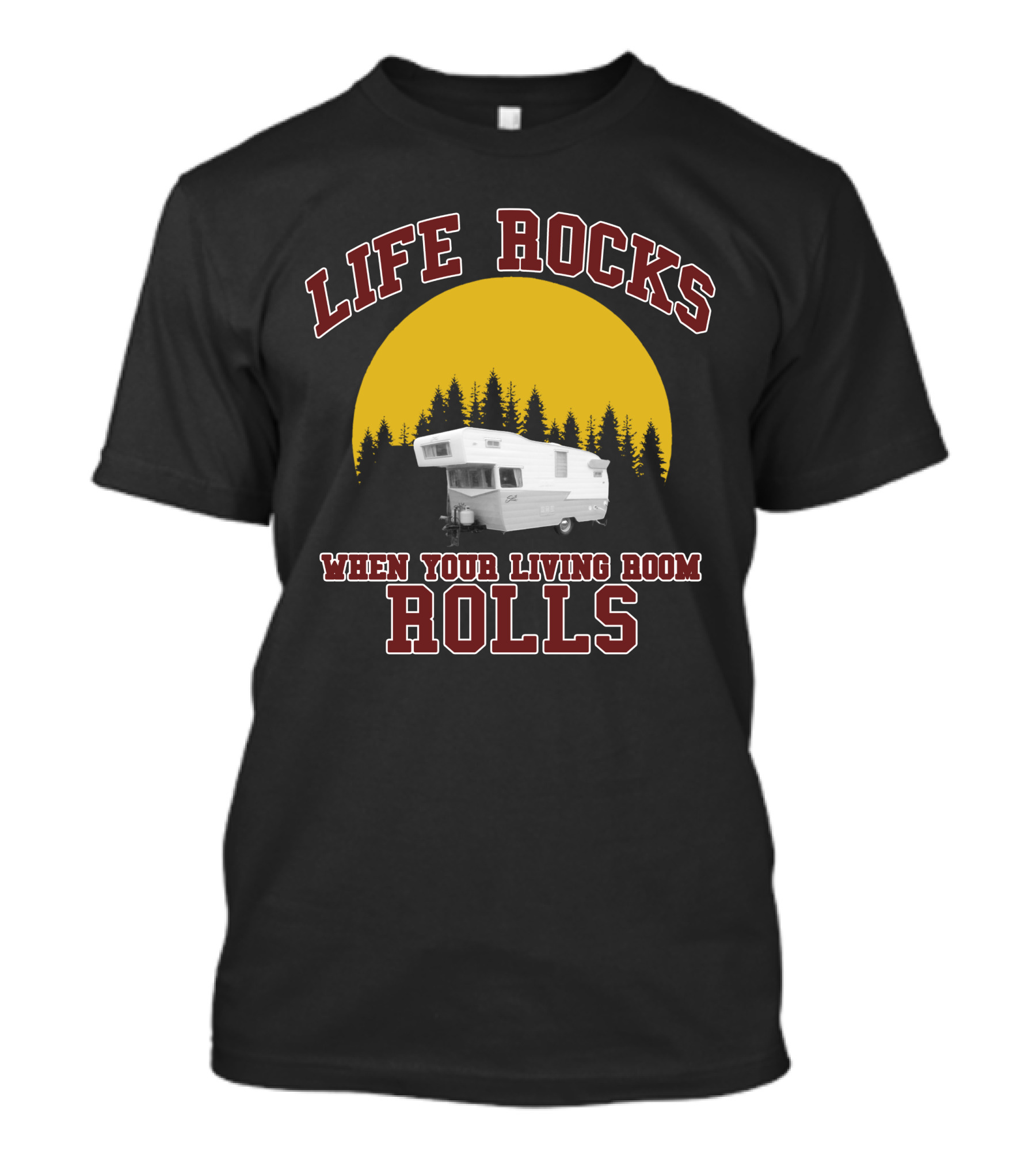 Life Rocks When Your Living Room Rolls Vintage Camper Retro Sunset T-Shirt