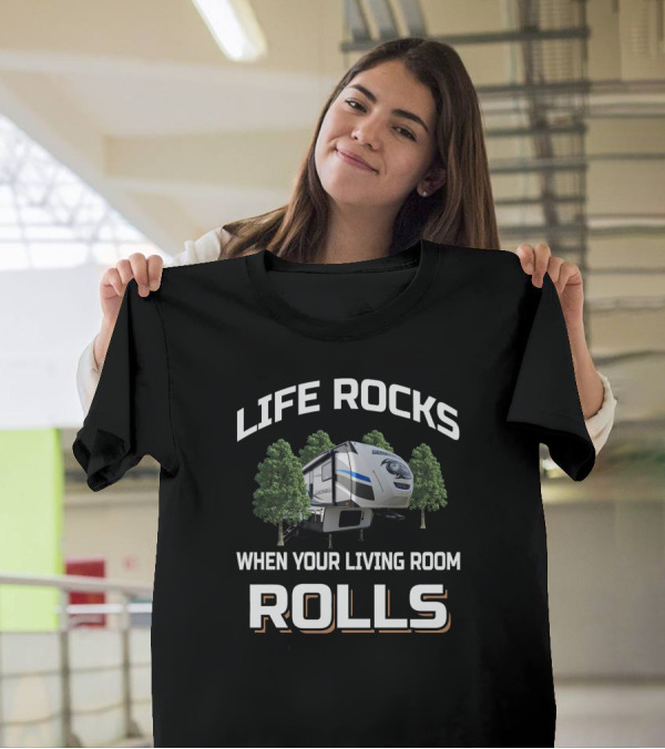 LIFE ROCKS WHEN YOUR LIVING ROOM ROLLS Cherokee Arctic Wolf T-Shirt