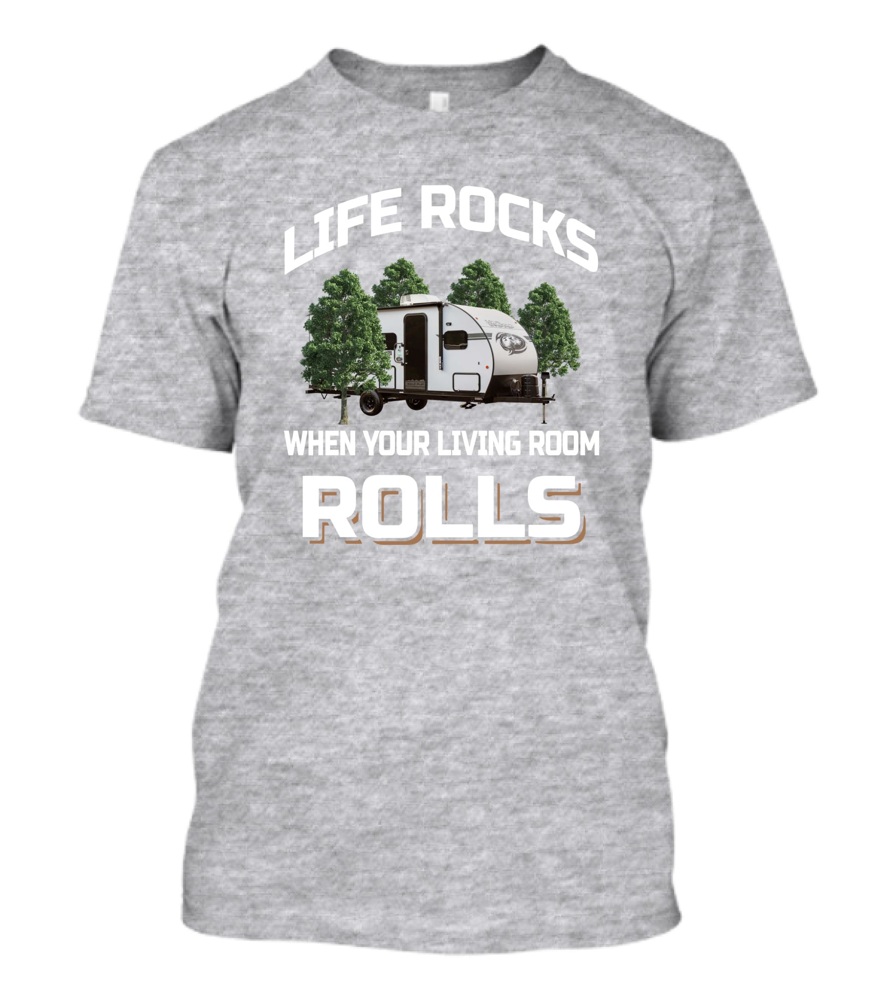 Life Rocks When Your Living Room Rolls Camper Wolf Pup Black Label T-Shirt