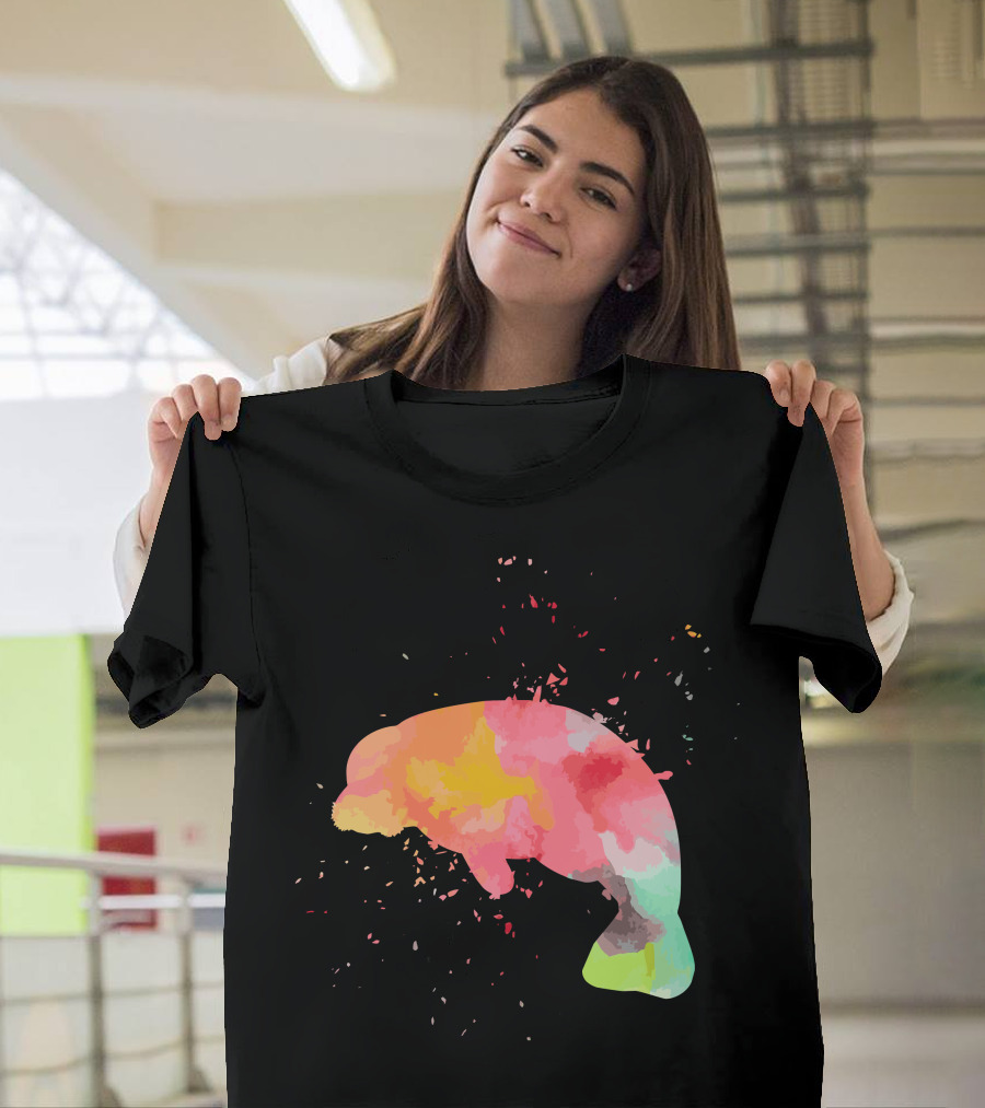 Colorful Minimalist Manatee Fashion T-Shirt
