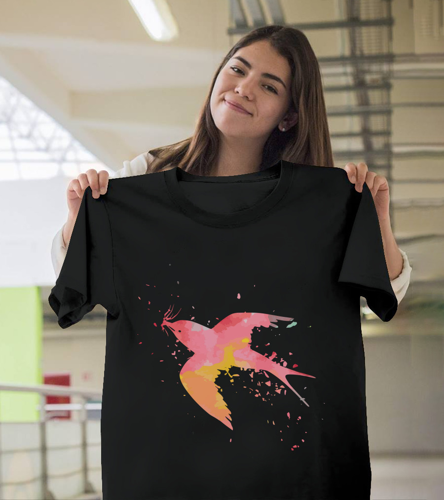 Swallow Swift Martin Colorful Minimalist Bird Art Fashion T-Shirt
