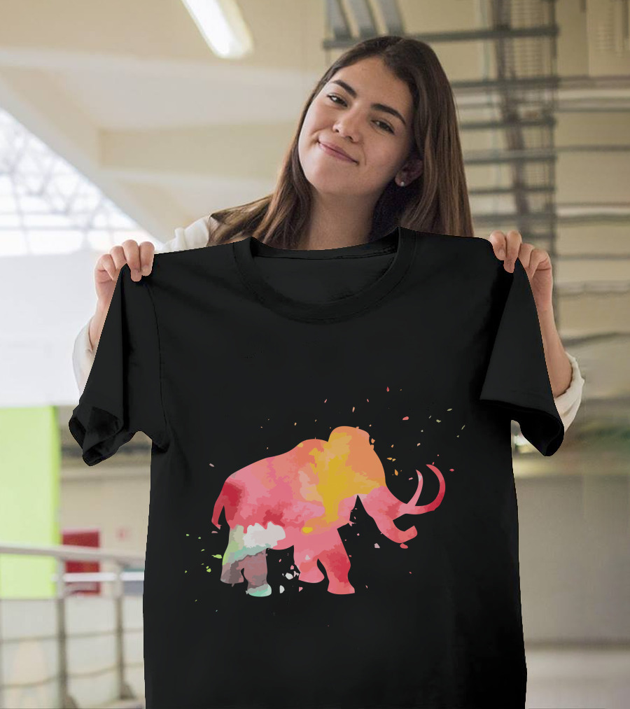 Woolly Mammoth Extinct Vibrant Watercolor Minimalist Fashion T-Shirt