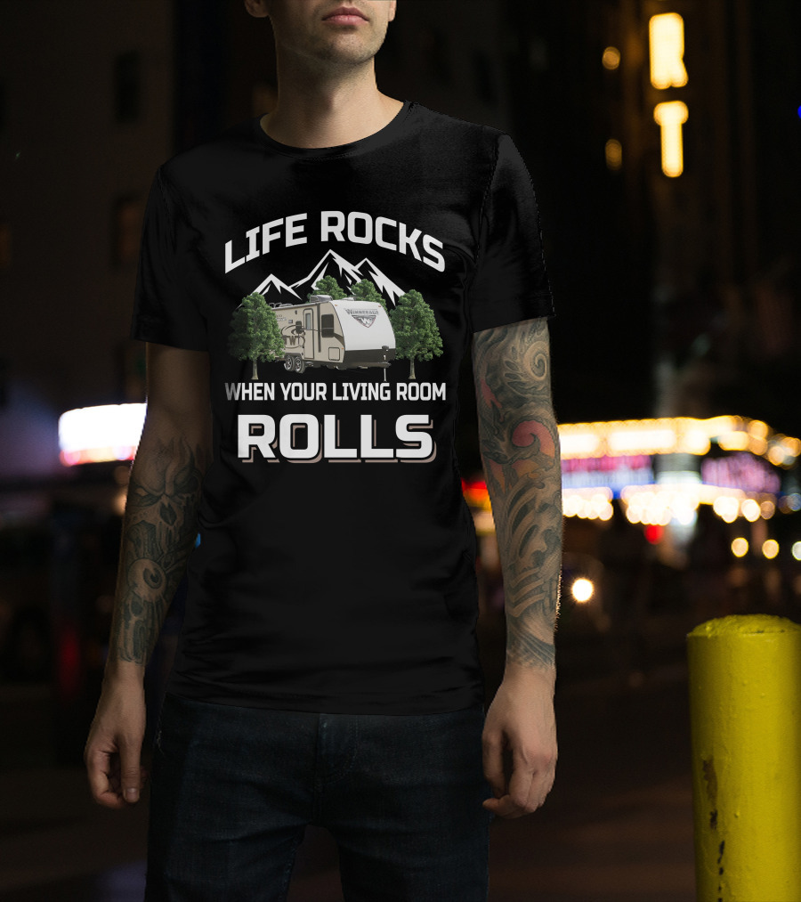 Life Rocks When Your Living Room Rolls Winnebago Micro Minnie T-Shirt