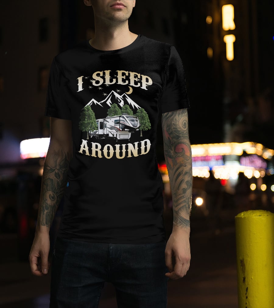 I Sleep Around Grand Design Momentum 397th Camper Mountain Trees Moon T-Shirt