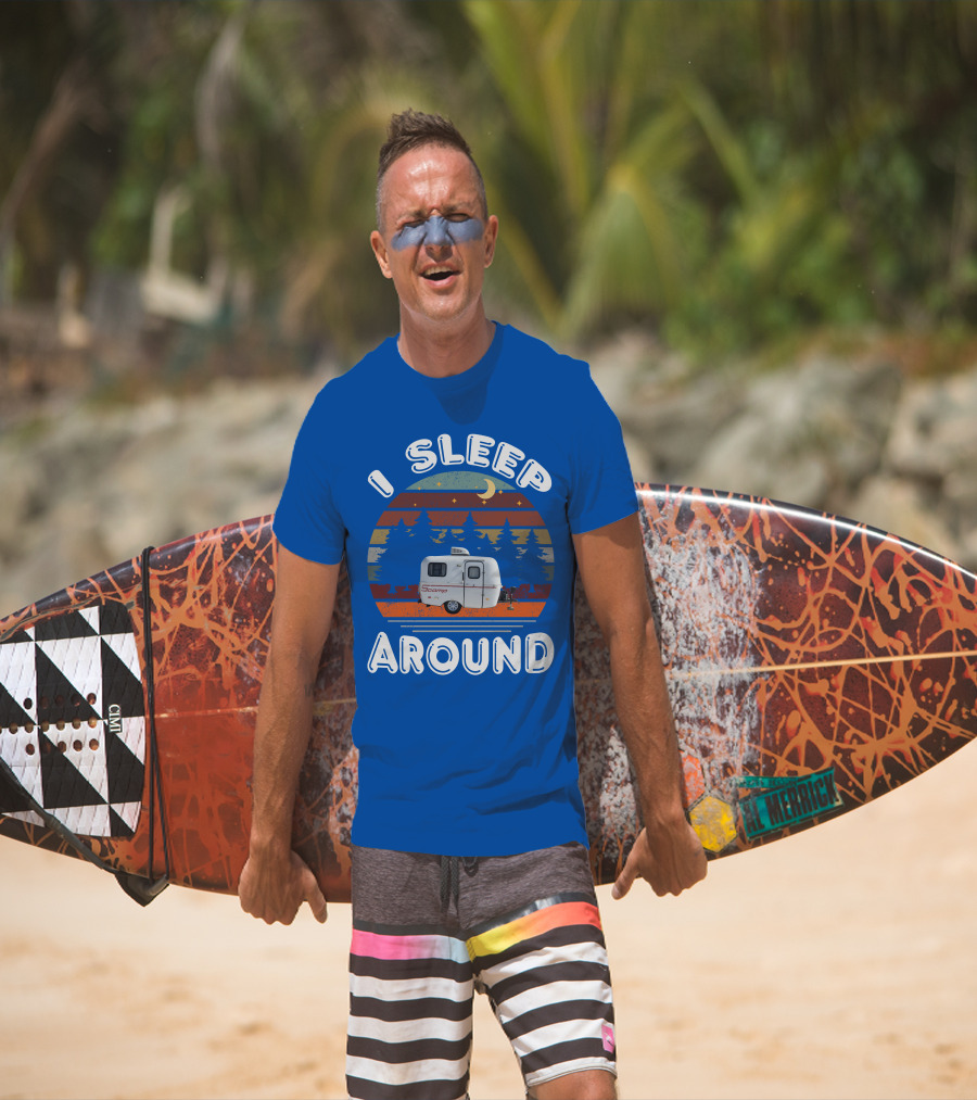 I Sleep Around Scamp Travel Trailers Night Trees Moon Stars T-Shirt