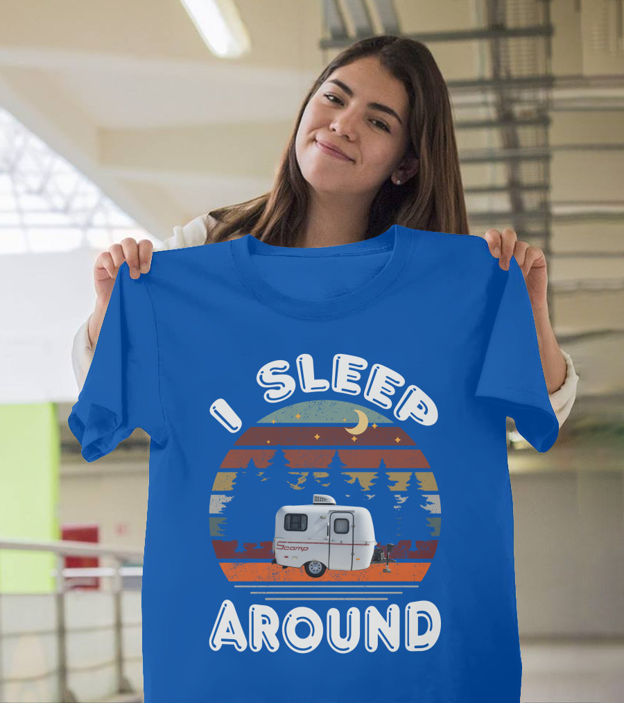 I Sleep Around Scamp Travel Trailers Night Trees Moon Stars T-Shirt