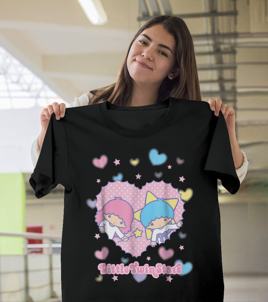 Little Twin Stars Heart Pattern Retro Valentine T-Shirt